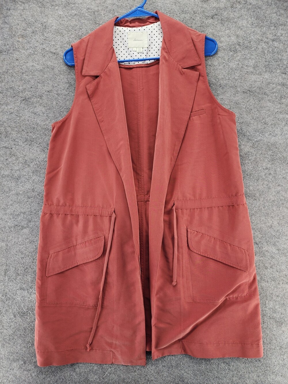 Elevenses Jacket Womens Large Sleeveless Long Open Front Red